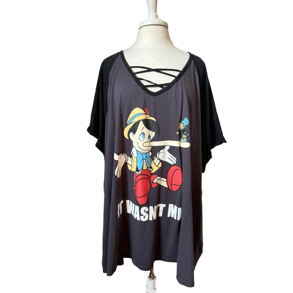 Disney Womens Plus 6 Pinocchio Jiminy Cricket Cotton Modal T-Shirt Travel Lounge